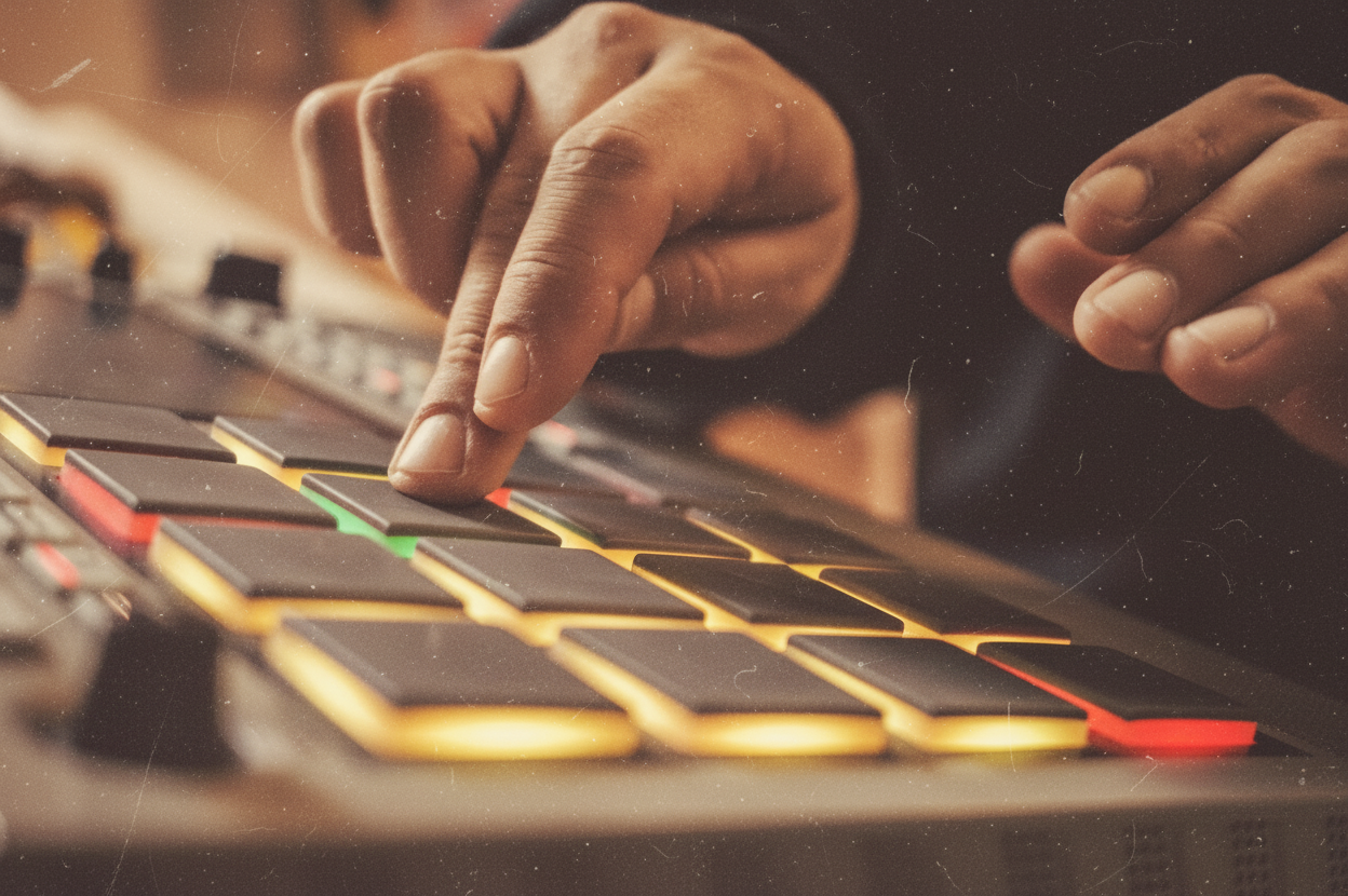 Producer working in a music studio